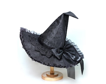 Women wizard hat,Casual cosplay hat,witch hat,Handmade bow hat,Gothic hat,Forest hat