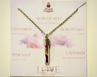 Self Love Spell jar pendant necklace