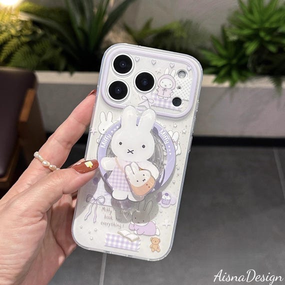 Cute Miffy PopSockets MagSafe Phone Case with Grip, iPhone 17 Pro Max Case, iPhone 16 Pro Max Case, iPhone 15 Pro Max Case, iPhone 14 Case