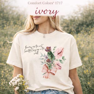 Floral T Shirt | Botanical Script Tee | Comfort Colors 1717
