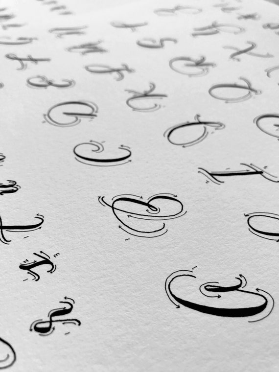 calligraphy alphabet practice printable download calligraphy etsy