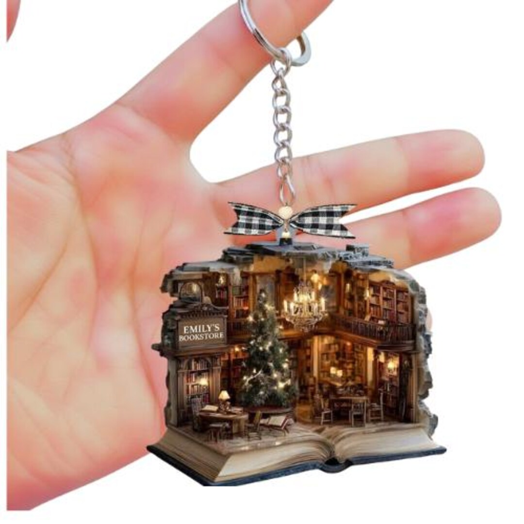 Nook Key Chain Custom Book Nook Custom Keychain, Mini Bookstore Scene, Personalized ...