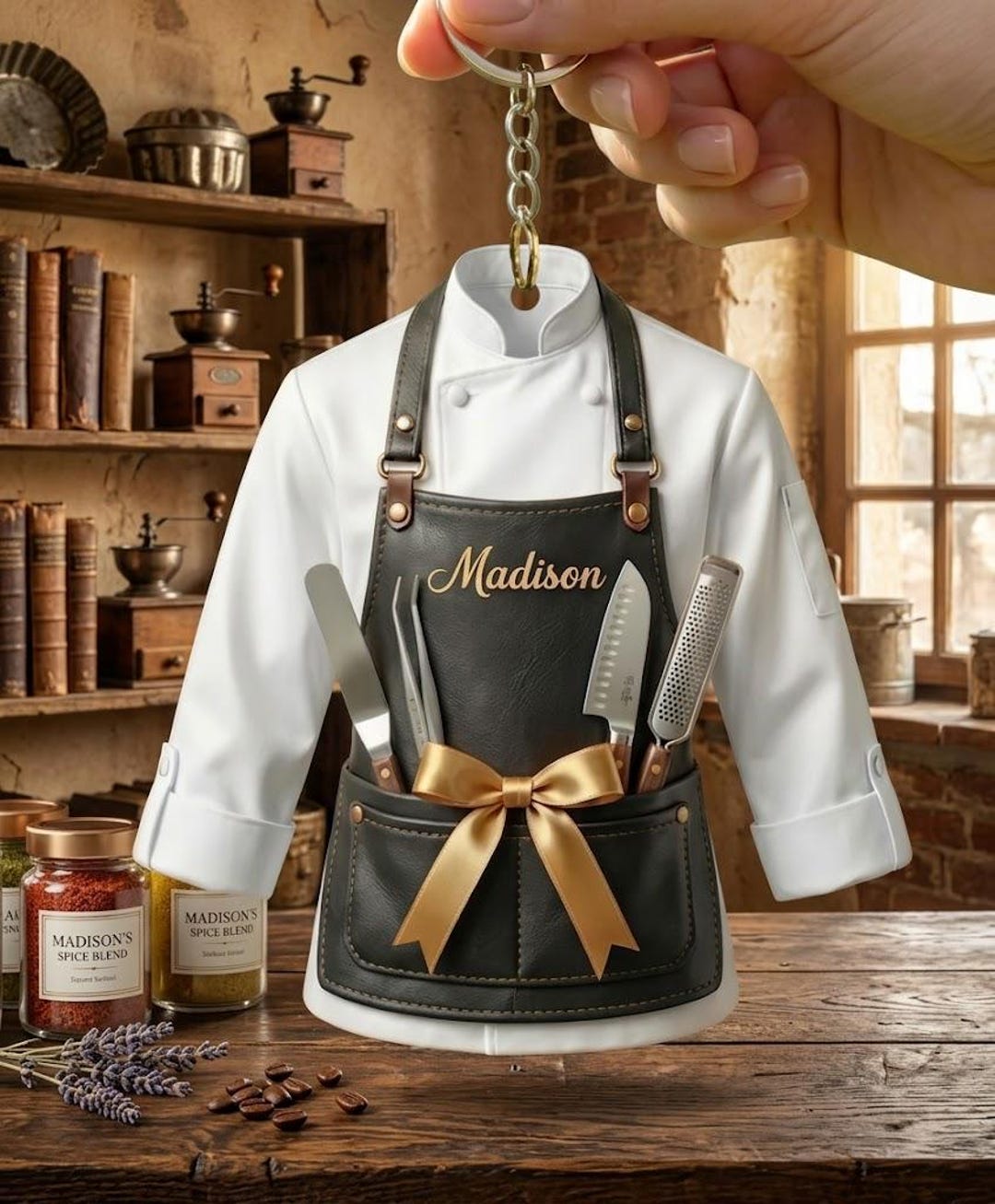 Personalized Chef Coat Keychain, Custom Baker Gift, Culinary Student ...