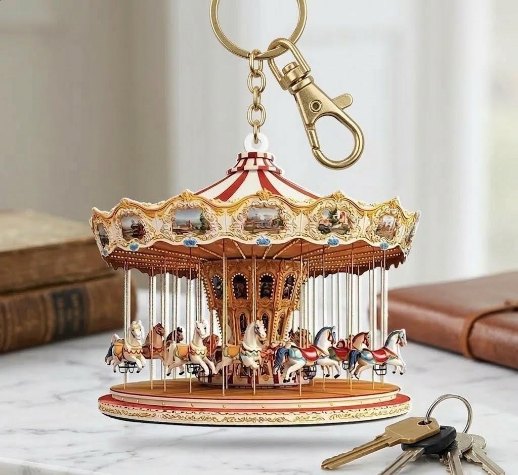 Personalized Carousel Keychain, Carousel Horses Keychain, Carousel ...