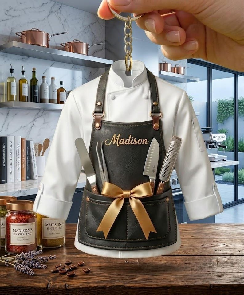 Personalized Chef Coat Keychain, Custom Baker Gift, Culinary Student ...