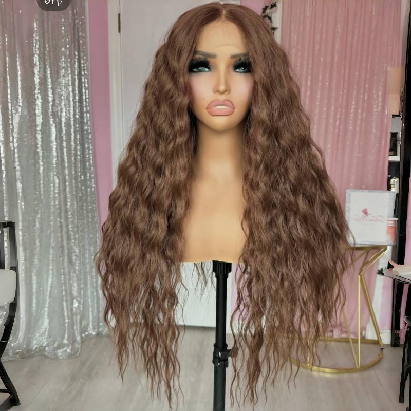 Medium Length Thick Wavy Brown Heat Resistant Wig Amazon.com : simkaylee Dark Brown Wavy Wigs for Women 14  main image 3