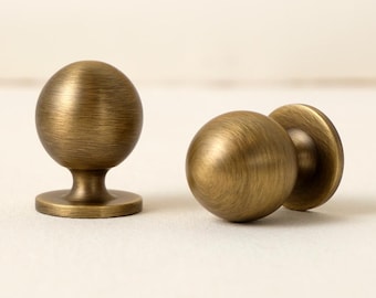 Antique Brass Cabinet Knobs | Solid Brass Knobs | Aged Brass Dresser Knobs | Rustic Drawer Knobs | Bronze Cabinet Knobs | Cabinet Hardware