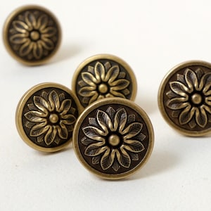 Pomelli per mobili in ottone anticato vittoriano / Pomelli per cassetti in oro antico / Pomelli per cassetti rustici / Pomelli floreali / Ferramenta per mobili in stile Art Nouveau