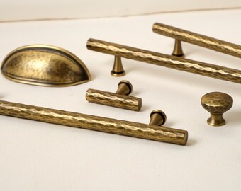 Maniglie per mobili in ottone anticato, maniglie a tazza in ottone martellato vintage, ferramenta per cucina, pomelli per cassetti
