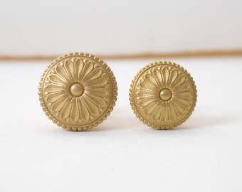Pomos victorianos de latón para armarios / Pomo de latón macizo para cajones / Pomo de puerta Art Nouveau / Pomo antiguo para tocador / Pomo dorado con diseño floral / Herrajes para armarios