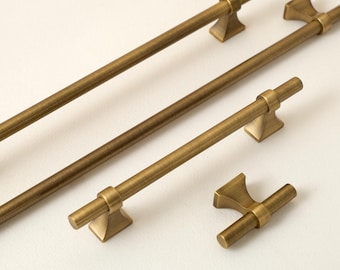 Minimalist Aged Brass Handles, Antique Gold Cabinet Pulls, Wardrobe Door Handles, Kitchen Drawer Pull, Cupboard Pull, Brass Cabinet Hardware