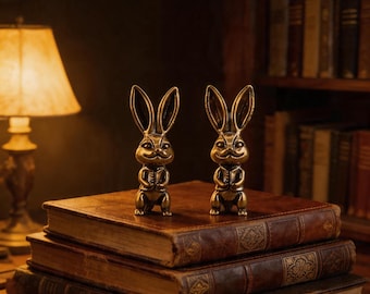 Figura de conejo de latón hecha a mano, decoración vintage para escritorio con temática de mascotas de té, figura de animal fantástica, decoración para oficina o estudio, regalo para amantes de las mascotas de té.