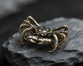 Figura de cangrejo de latón hecha a mano, decoración vintage para escritorio con temática de mascotas de té, figura de animal fantástica, decoración para oficina o estudio, regalo para amantes de las mascotas de té.
