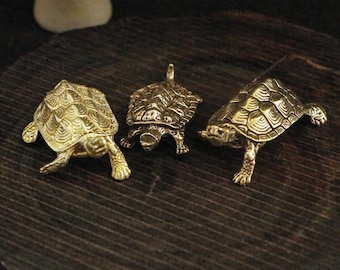 Handcrafted Brass Turtle Ornament,Vintage Tea Pet Desk Decoration, Fantastical Animal Figurine,Office or Study Decoration,Tea Pet Gift