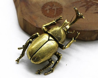 Handcrafted Brass Beetle Figurine,Vintage Tea Pet Desk Decoration,Fantastical Animal Figurine,Office or Study Decoration,Tea Pet Gift