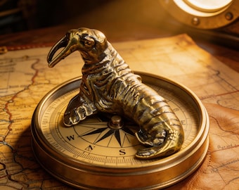 Figura de morsa de latón hecha a mano, decoración vintage para escritorio con temática de mascotas de té, figura de animal fantástica, decoración para oficina o estudio, regalo para amantes de las mascotas de té.