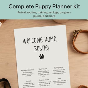 Planificador imprimible para cachorros: carpeta de 14 páginas para el cuidado, entrenamiento, rutina y veterinario de cachorros, formato A4 + Carta estadounidense (PDF).