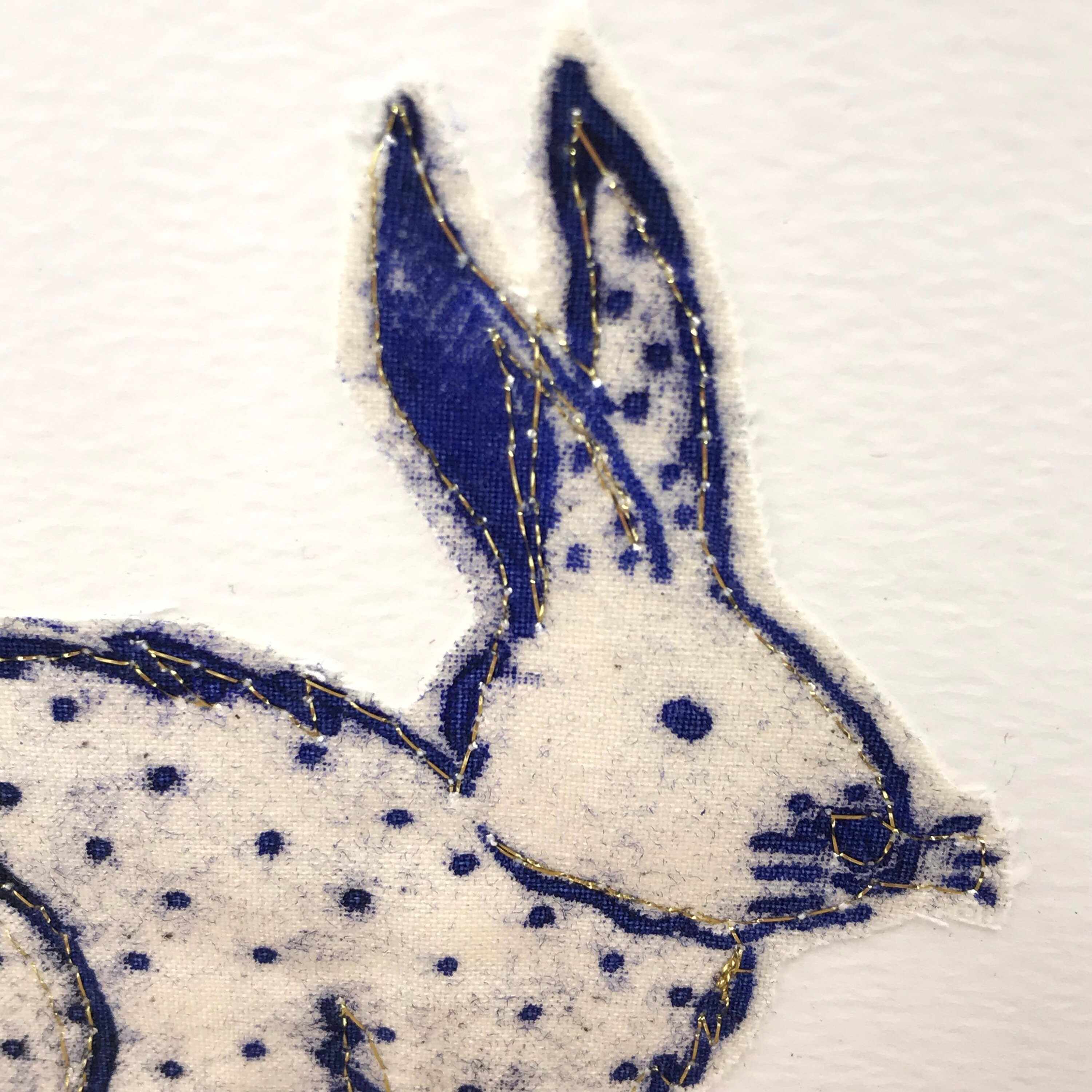 Rabbit greetings card handmade card printed on cotton Etsy 日本