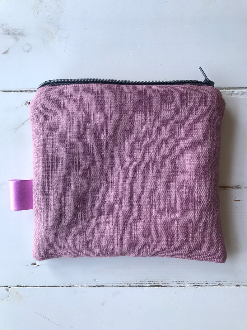 purse handmade zip pouch dalmatian print Small dalmatian make up pouch dusty pink linen block print dalmatian linen purse
