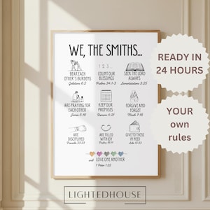 Family Values Art Bible Verse Print Personalized Scripture Artwork Digital Download Christian Wall Decor Inspirational Sign Custom Biblical