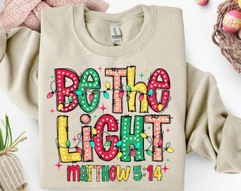 Be The Light PNG, Mathew 5:14, Bible Verse png, Christian Christmas png, Colorful Glitter Christmas Jesus Cross png, Religious Christmas png