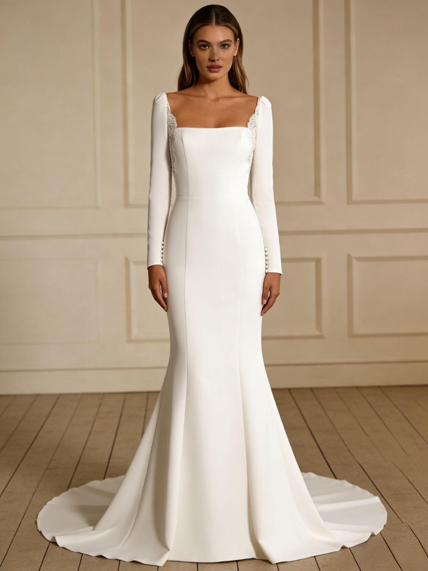 Long Sleeve White Mermaid Gown - Etsy