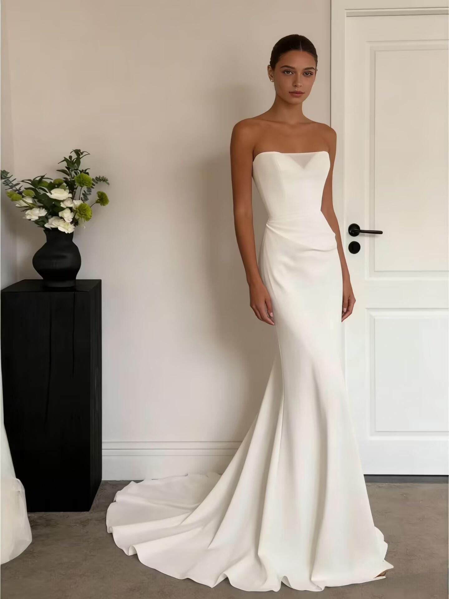 strapless lace maxi dress Pilar Strapless Satin And Lace Maxi Dress main image 1