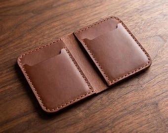 Porta carte in pelle di alta qualità fatto a mano, portafoglio sottile e minimalista, astuccio a scomparsa in pelle conciata
