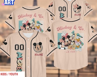 Personalized Mickey Friends Baseball Jersey – Disney Family Vacation Outfit, Checkered Matching Shirts for Kids, Youth, and Adults