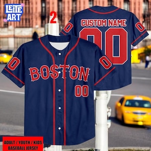 Personalized Boston Baseball Fan Jersey, Custom Name & Number Baseball Shirt, Boston Team Style Jersey for Fans