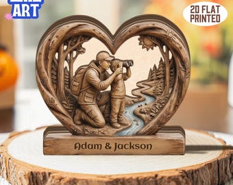 Personalized Father Day Gift Custom Dad Child Wooden Heart Block Custom Name Family Keepsake Decor Unique Handcrafted Birthday Gift for Dad