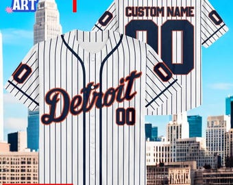 Custom Detroit Baseball Jersey, Personalized City Name Number Shirt, Custom Pinstripe & Solid Uniform for Fans, Adult Youth Kids Sports Gift