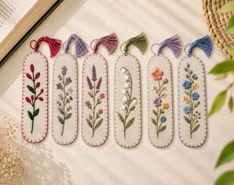 Personalized Embroidered Flower Bookmark, Learning And Decoration Accessories, Handmade Floral Reader, Graduation gifts