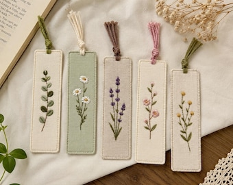Handmade Embroidered Floral Bookmark, Learning And Decoration Accessories, Fabric Bookmark Gift for Book Lovers