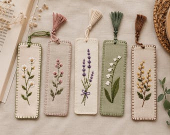 Personalized Embroidered Bookmark, Learning And Decoration Accessories, Handmade Floral Reader Gift