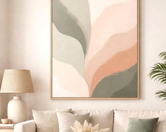 Beige Sage Abstract Art Print, Minimalist Modern Artwork, Earth Tone Wall Decor, Digital Download