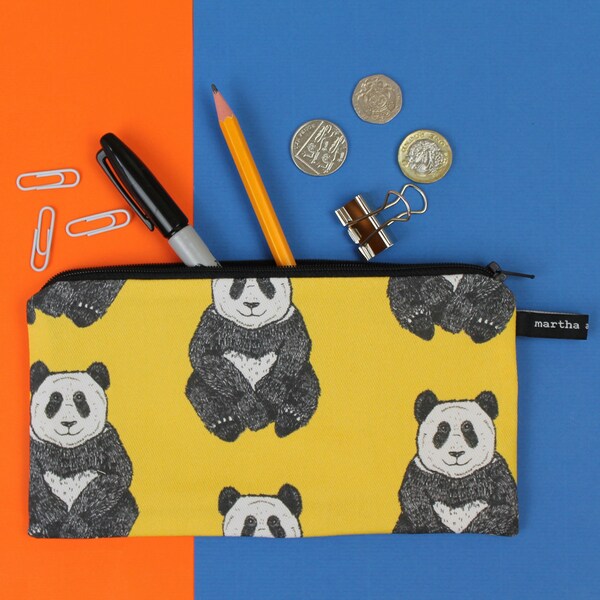 Yellow Panda Pencil Case - Pen Case - Pencil Case For Kids