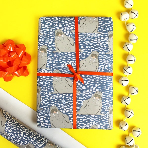 Walrus Wrapping Paper - Christmas Wrapping Paper - recyclable wrapping paper - wrapping paper sheets - wrapping paper for him