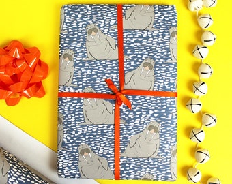 Walrus Wrapping Paper - Christmas Wrapping Paper - recyclable wrapping paper - wrapping paper sheets - wrapping paper for him