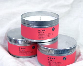 Schwarzer Granatapfel Duftkerze: würziger, moderner Raumduft, handgemachte Reisedose