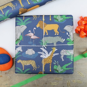 Safari Animal Wrapping Paper - Wrapping Paper For 1st Birthday - Safari Baby Shower - Recyclable Wrapping Paper