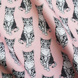 Pink Cat upholstery fabric by the metre
