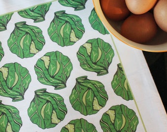 Christmas Brussels Sprout Cotton Tea Towel