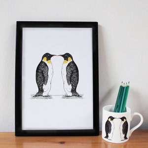 Penguin Print Wedding Anniversary Gift Love Print image 1