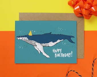 Humpback Whale Birthday Card - Birthday Card For Him - Birthday Card Dad- Recyclable Birthday Card