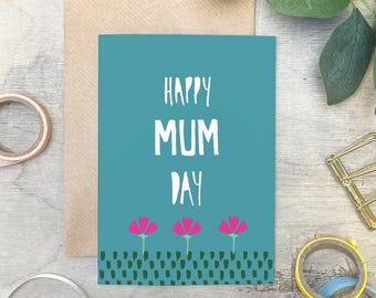 Happy Mum Day Card: Florale Gartenkarte, umweltfreundlich