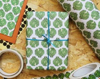 Kerstcadeaupapier spruitjes, grappige recyclebare cadeauverpakking, junk journal papier