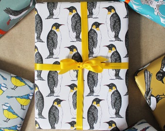 Christmas Penguin Wrapping Paper - Holiday Wrapping Paper - Recyclable Wrapping Paper - Penguin gift wrap - Baby Shower Wrapping Paper