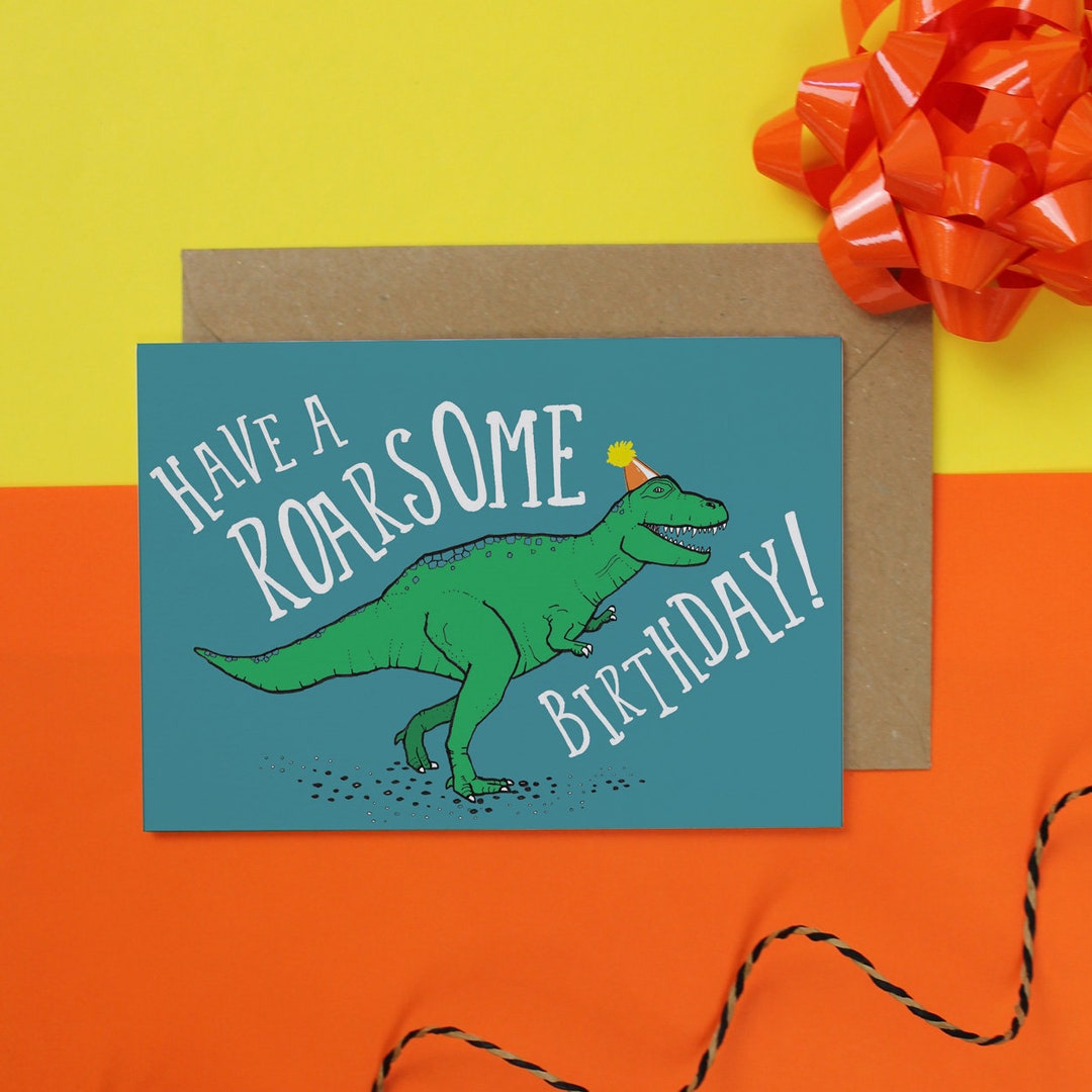 Trex Birthday Card Dinosaur Birthday Card Dinosaur Gifts Recyclable