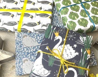 Christmas Wrapping paper set -Recyclable Wrapping Paper - Christmas Gift Wrap - Winter Holiday Wrapping Paper - Xmas Gift Wrap Sheets